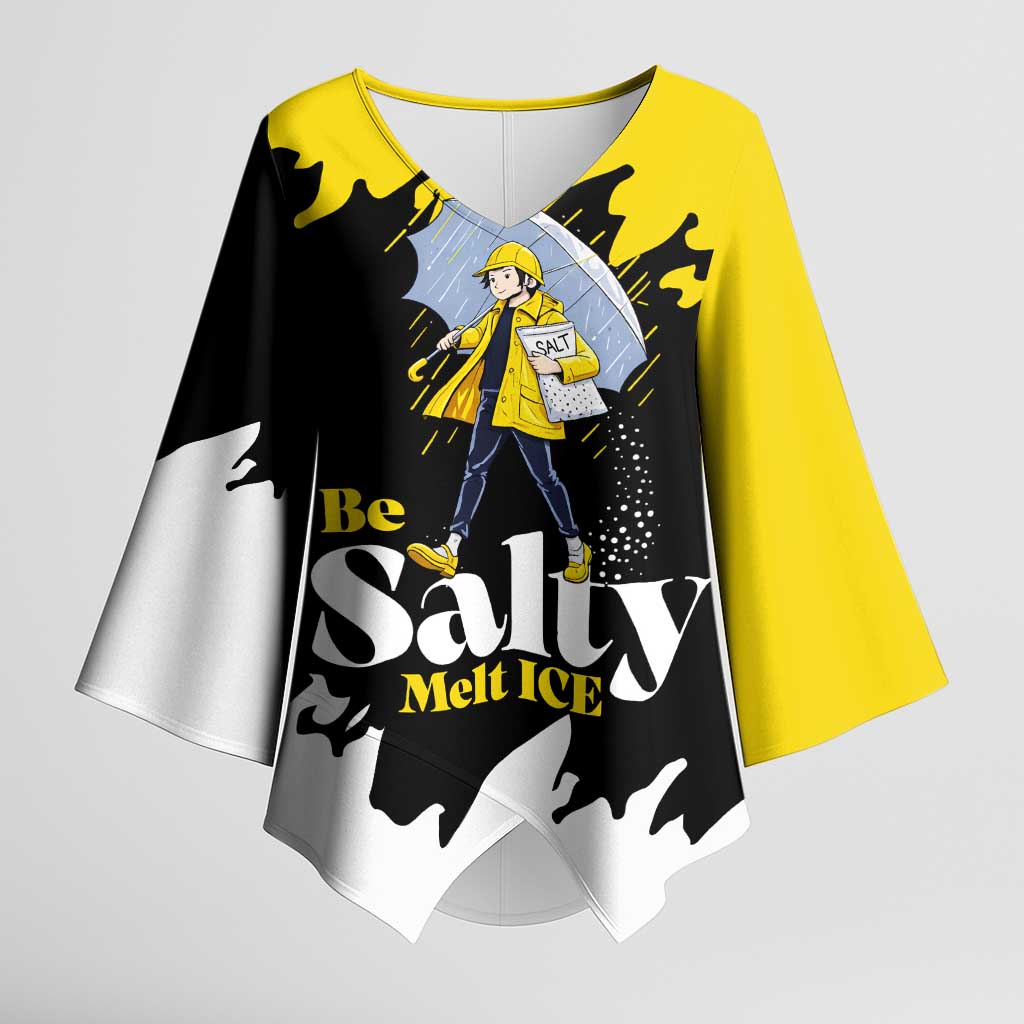 Be Salty Melt Ice Kimono Sleeve Blouse with Bold Splash Pattern