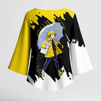 Be Salty Melt Ice Kimono Sleeve Blouse with Bold Splash Pattern