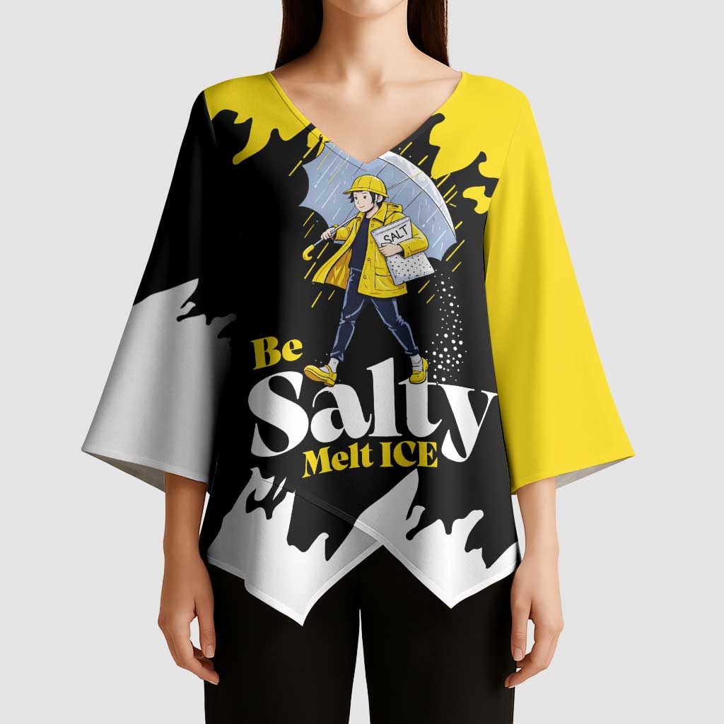 Be Salty Melt Ice Kimono Sleeve Blouse with Bold Splash Pattern