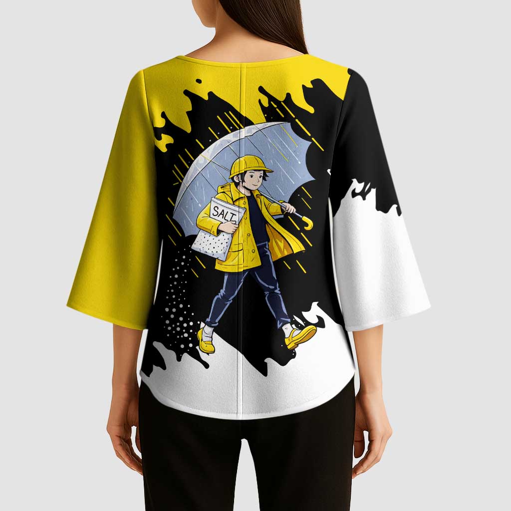 Be Salty Melt Ice Kimono Sleeve Blouse with Bold Splash Pattern