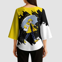 Be Salty Melt Ice Kimono Sleeve Blouse with Bold Splash Pattern