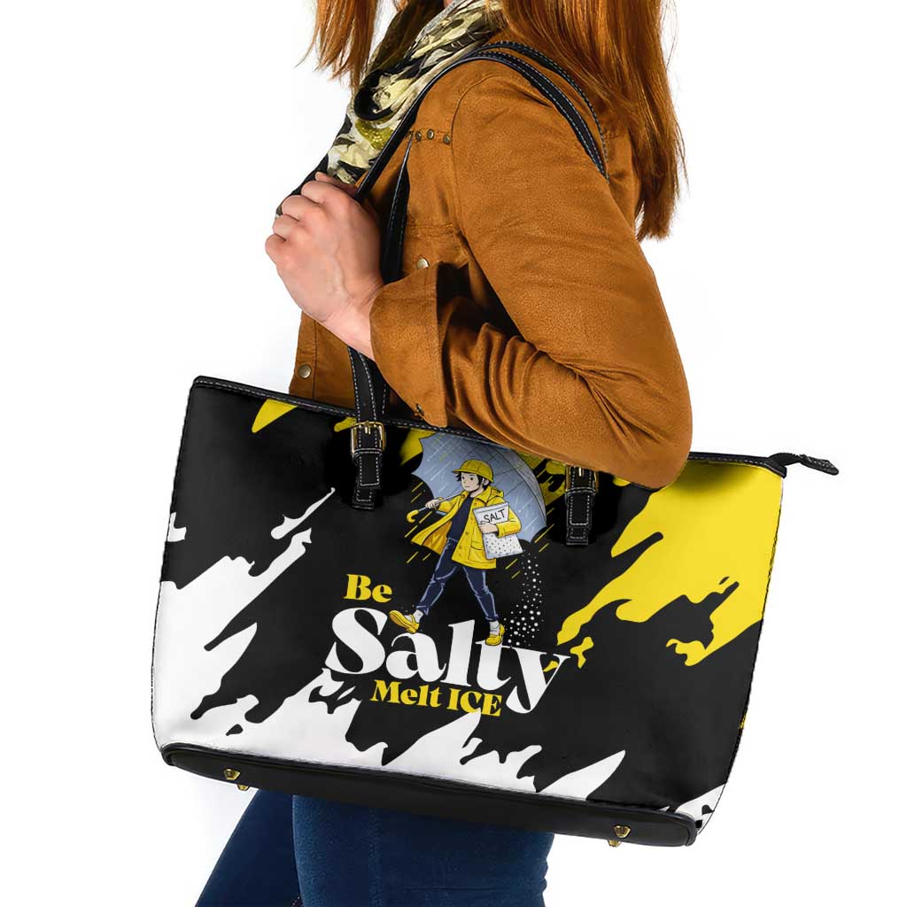 Be Salty Melt Ice Leather Tote Bag with Bold Splash Pattern