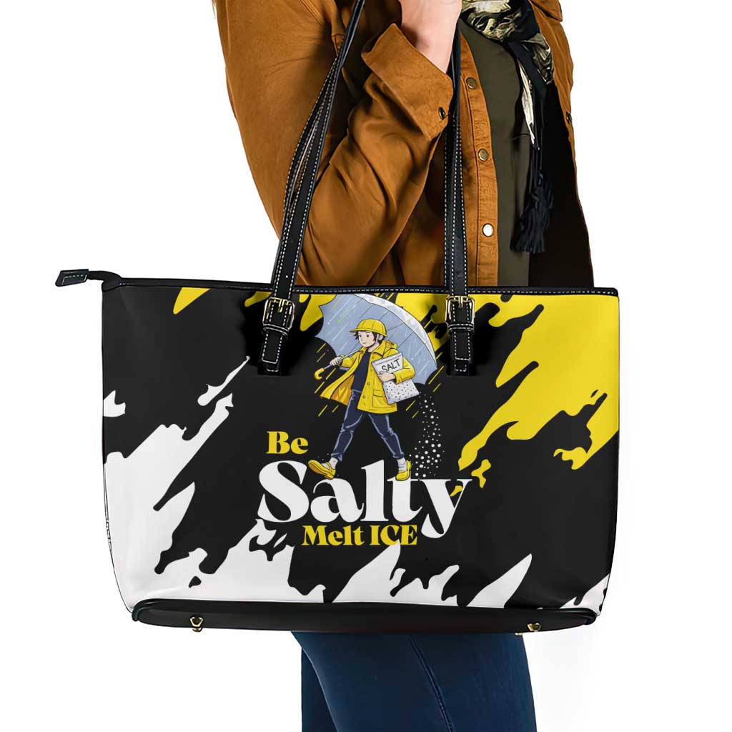 Be Salty Melt Ice Leather Tote Bag with Bold Splash Pattern