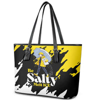 Be Salty Melt Ice Leather Tote Bag with Bold Splash Pattern