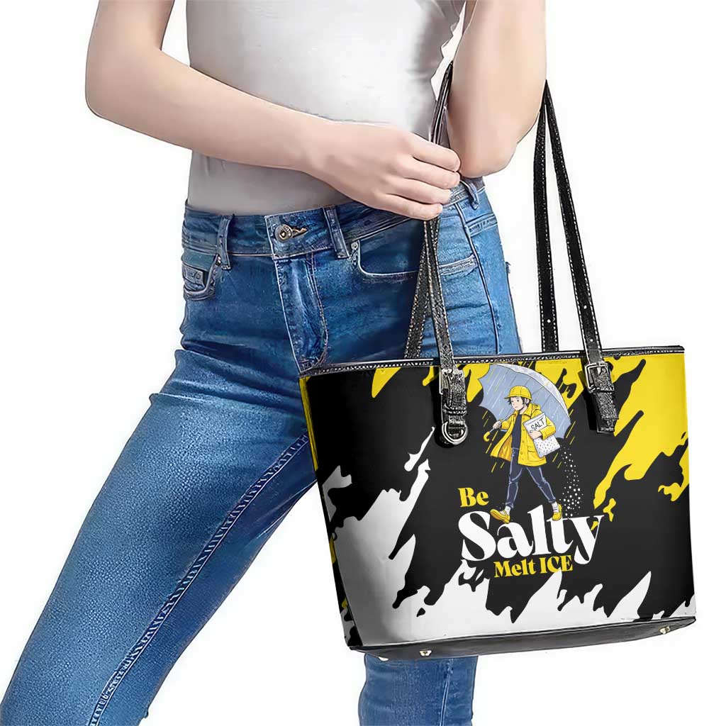 Be Salty Melt Ice Leather Tote Bag with Bold Splash Pattern