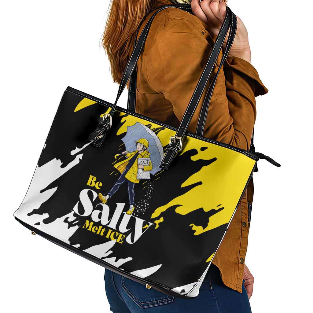 Be Salty Melt Ice Leather Tote Bag with Bold Splash Pattern