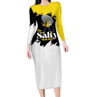 Be Salty Melt Ice Long Sleeve Bodycon Dress with Bold Splash Pattern