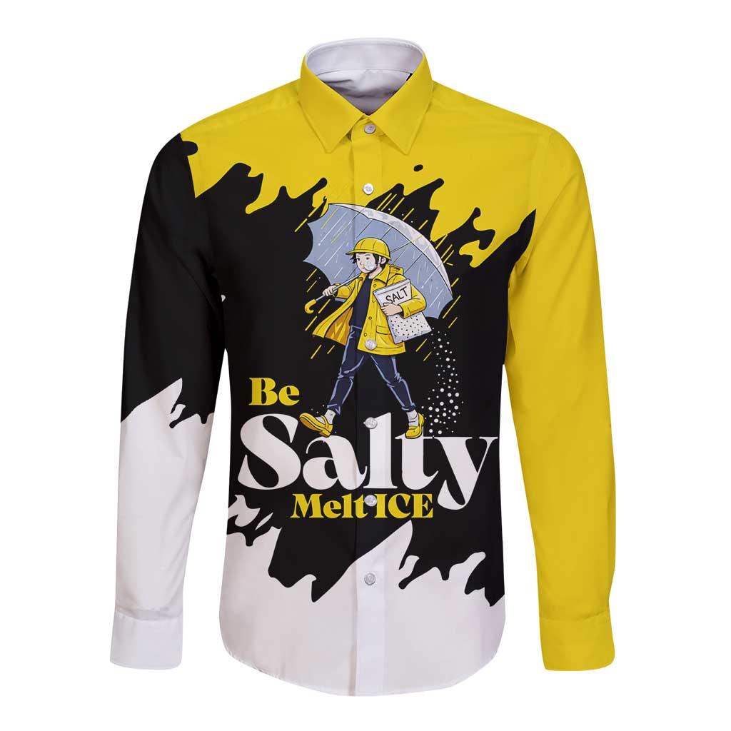 Be Salty Melt Ice Long Sleeve Button Shirt with Bold Splash Pattern