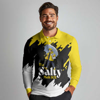 Be Salty Melt Ice Long Sleeve Polo Shirt with Bold Splash Pattern