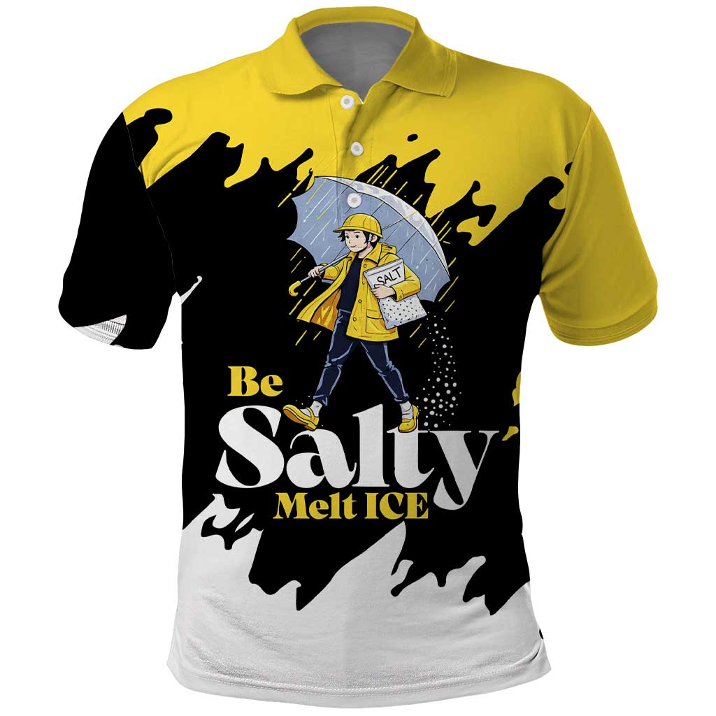 Be Salty Melt Ice Polo Shirt with Bold Splash Pattern