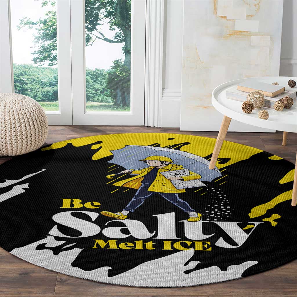 Be Salty Melt Ice Round Carpet with Bold Splash Pattern