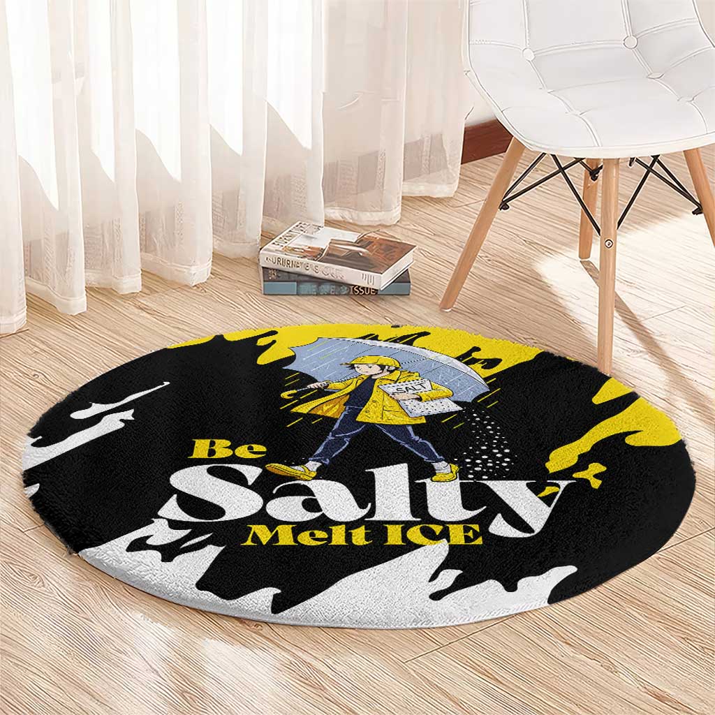 Be Salty Melt Ice Round Carpet with Bold Splash Pattern