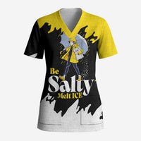 Be Salty Melt Ice Scrub Top with Bold Splash Pattern