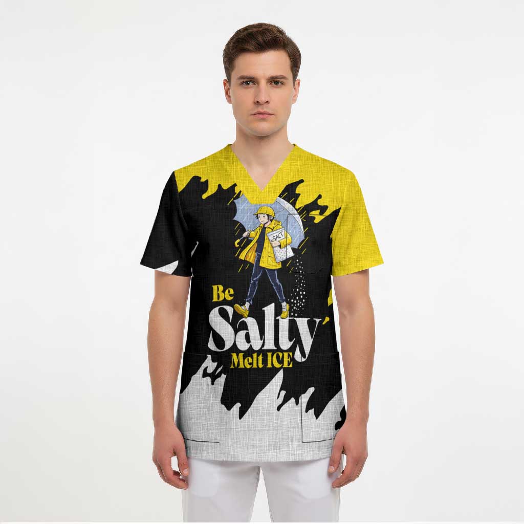 Be Salty Melt Ice Scrub Top with Bold Splash Pattern