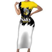 Be Salty Melt Ice Short Sleeve Bodycon Dress with Bold Splash Pattern