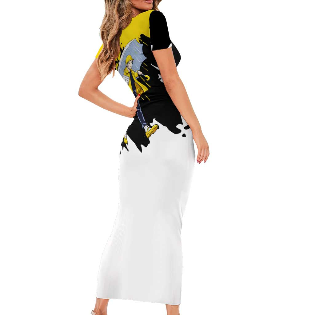 Be Salty Melt Ice Short Sleeve Bodycon Dress with Bold Splash Pattern