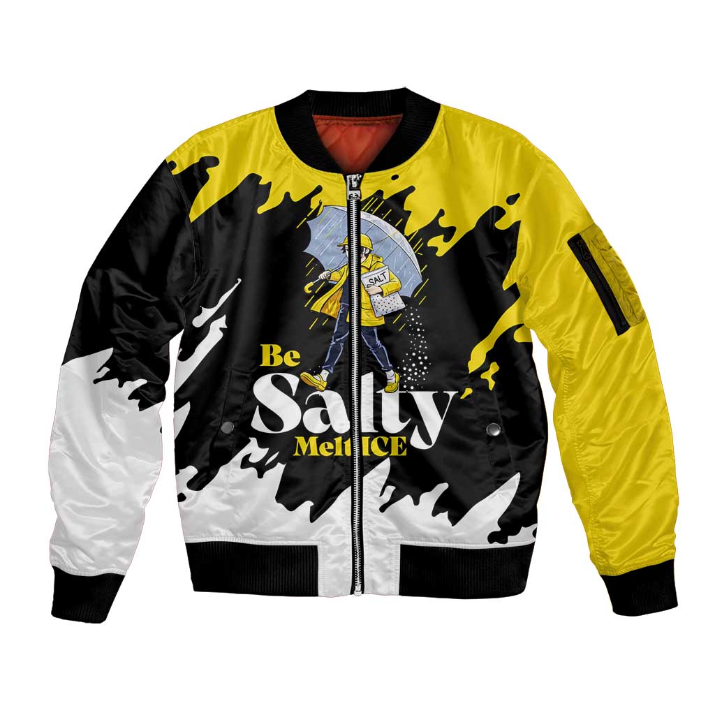 Be Salty Melt Ice Sleeve Zip Bomber Jacket with Bold Splash Pattern