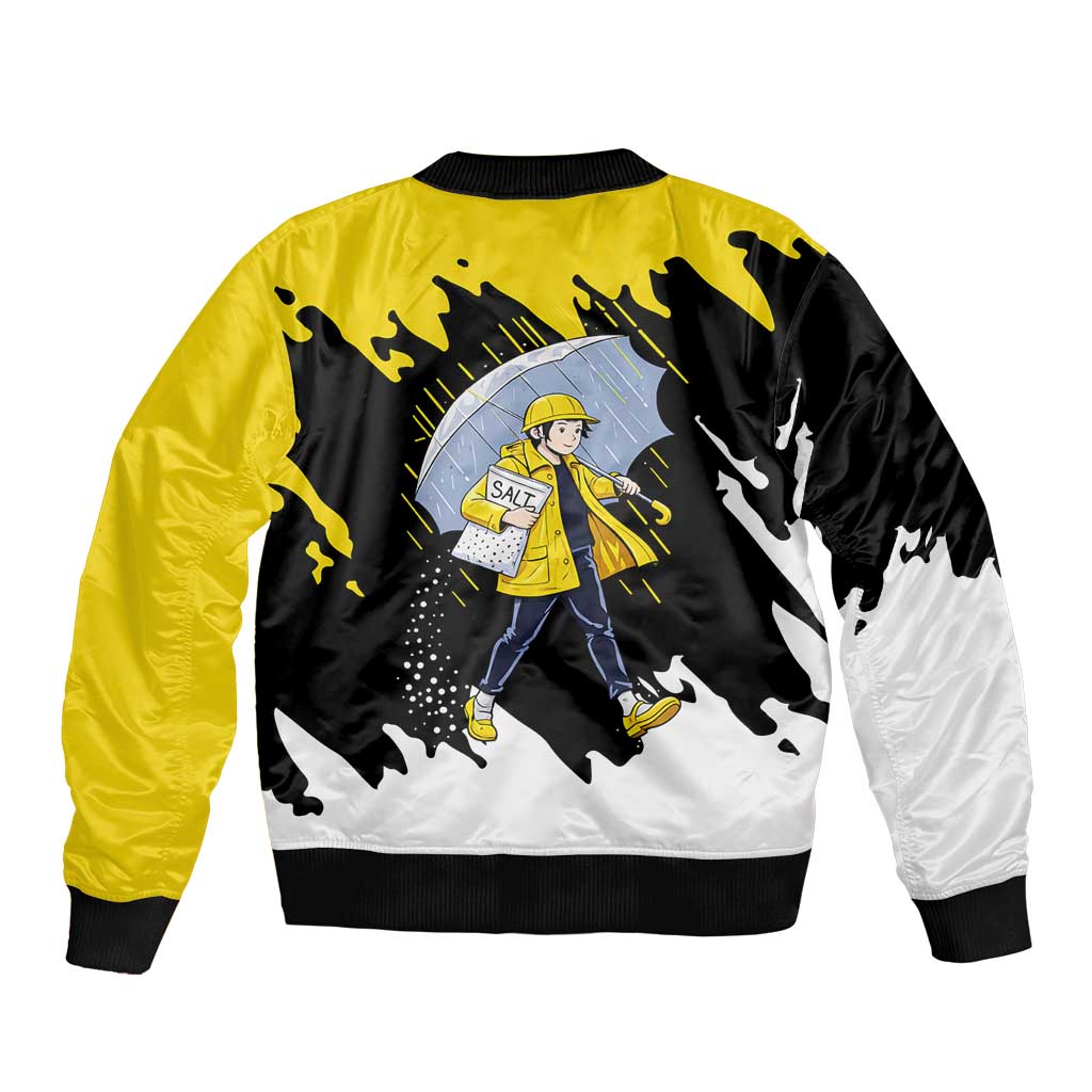 Be Salty Melt Ice Sleeve Zip Bomber Jacket with Bold Splash Pattern