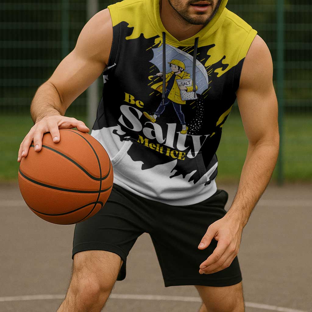 Be Salty Melt Ice Sleeveless Hoodie with Bold Splash Pattern