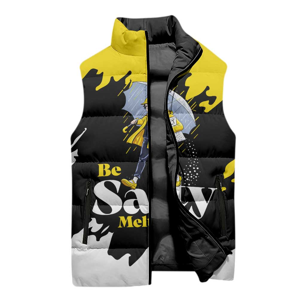 Be Salty Melt Ice Sleeveless Puffer Jacket with Bold Splash Pattern