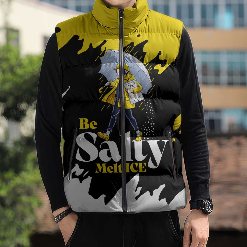 Be Salty Melt Ice Sleeveless Puffer Jacket with Bold Splash Pattern