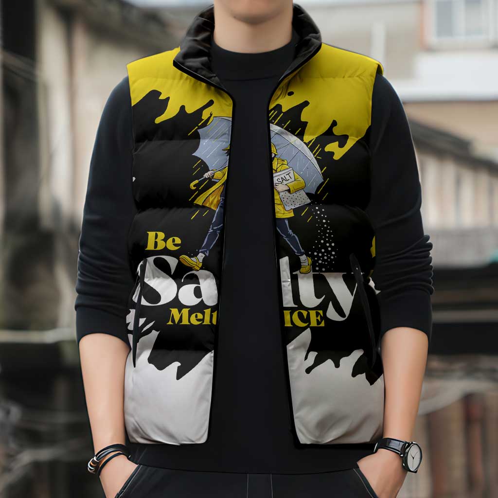 Be Salty Melt Ice Sleeveless Puffer Jacket with Bold Splash Pattern