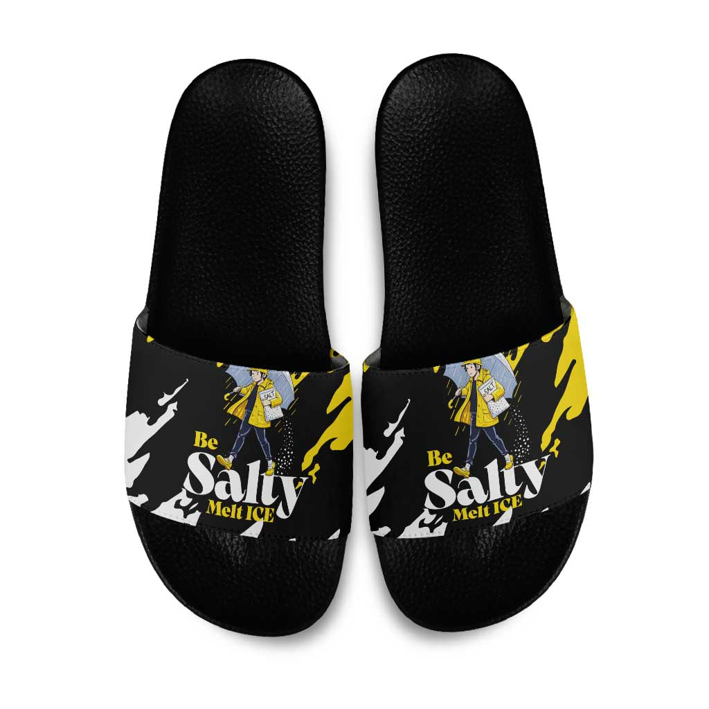 Be Salty Melt Ice Slide Sandals with Bold Splash Pattern
