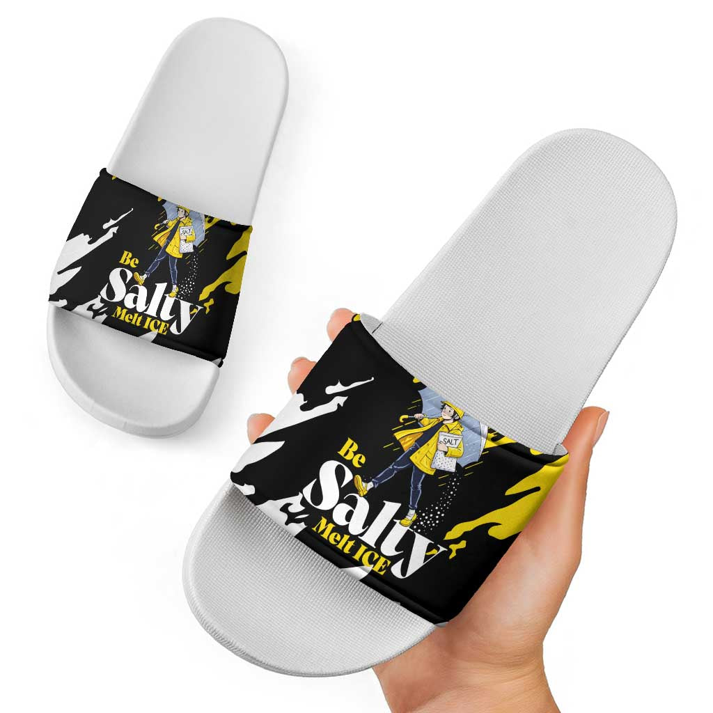Be Salty Melt Ice Slide Sandals with Bold Splash Pattern