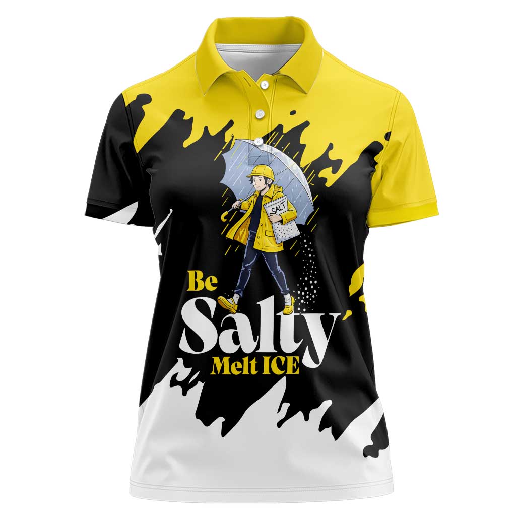 Be Salty Melt Ice Women Polo Shirt with Bold Splash Pattern