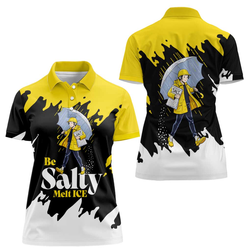 Be Salty Melt Ice Women Polo Shirt with Bold Splash Pattern