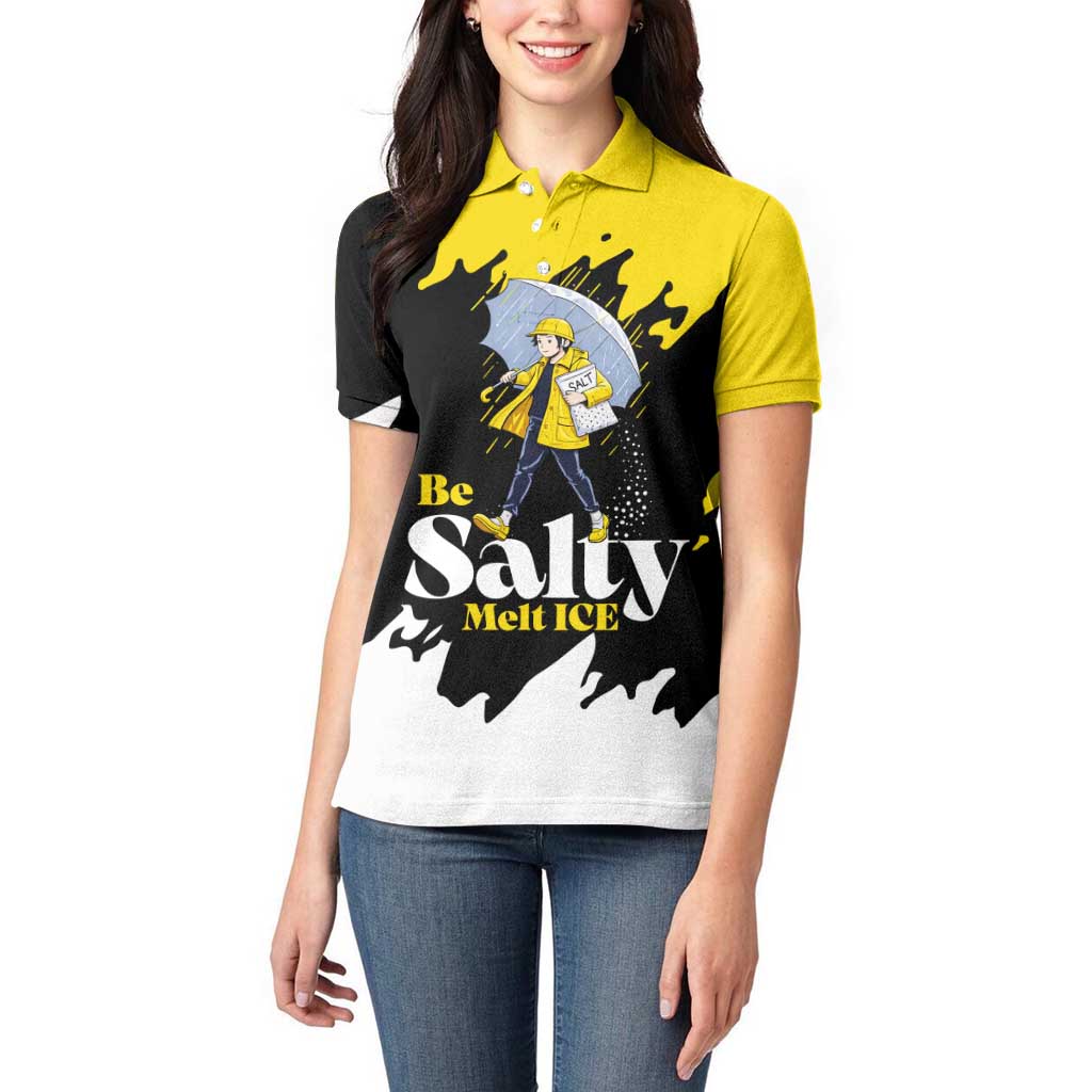 Be Salty Melt Ice Women Polo Shirt with Bold Splash Pattern