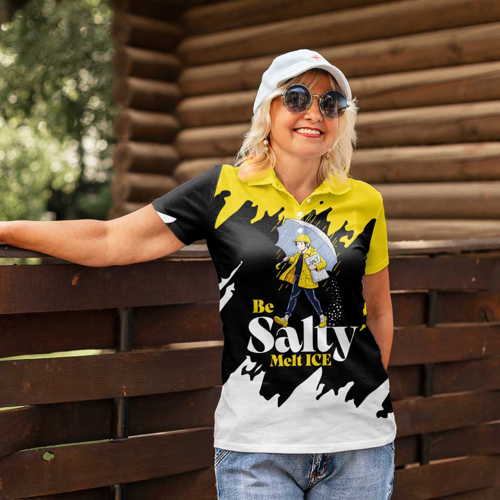 Be Salty Melt Ice Women Polo Shirt with Bold Splash Pattern