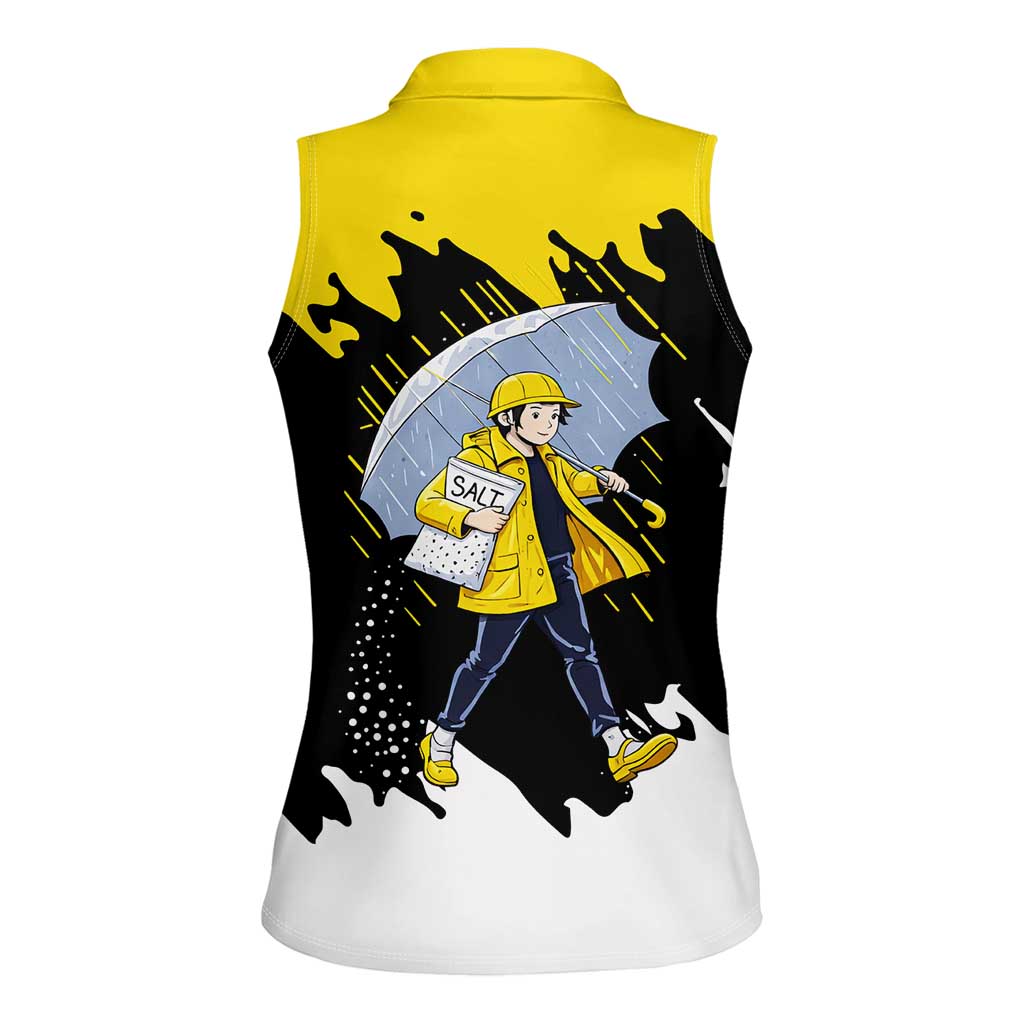 Be Salty Melt Ice Women Sleeveless Polo Shirt with Bold Splash Pattern