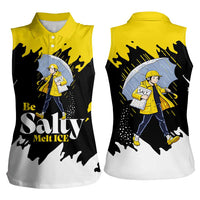 Be Salty Melt Ice Women Sleeveless Polo Shirt with Bold Splash Pattern