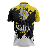 Be Salty Melt Ice Zipper Polo Shirt with Bold Splash Pattern