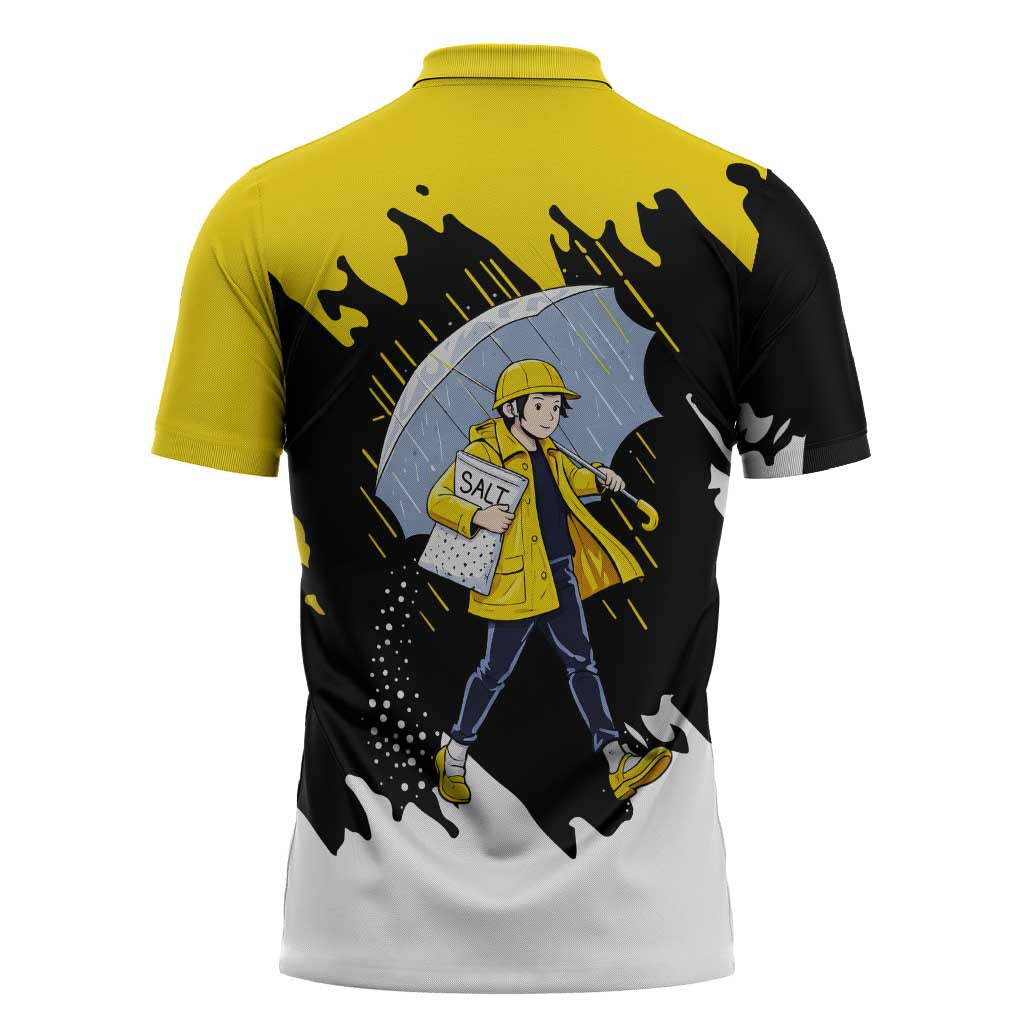 Be Salty Melt Ice Zipper Polo Shirt with Bold Splash Pattern