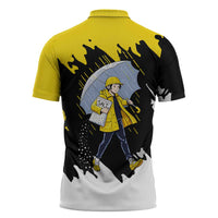 Be Salty Melt Ice Zipper Polo Shirt with Bold Splash Pattern