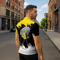 Be Salty Melt Ice Zipper Polo Shirt with Bold Splash Pattern