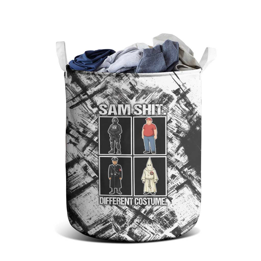 Same Shit Different Costume Laundry Basket Monochrome Gritty Texture