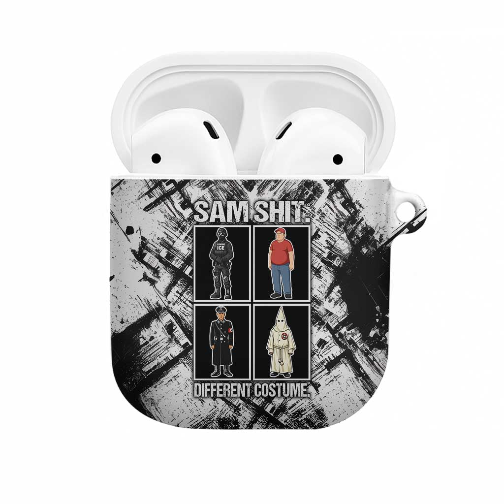 Same Shit Different Costume AirPods Case Monochrome Gritty Texture