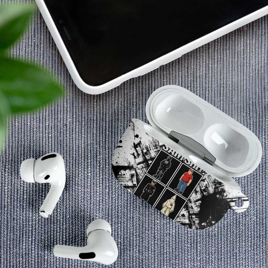 Same Shit Different Costume AirPods Case Monochrome Gritty Texture
