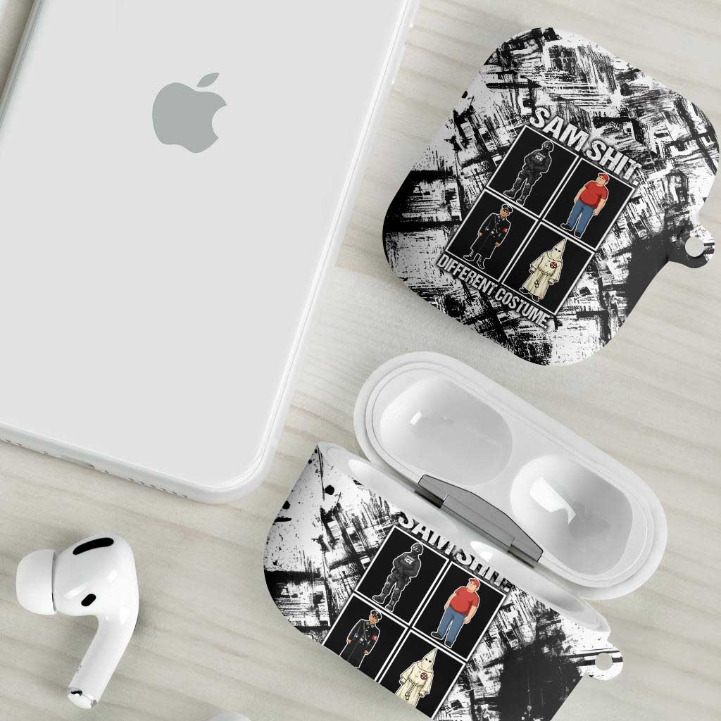 Same Shit Different Costume AirPods Case Monochrome Gritty Texture