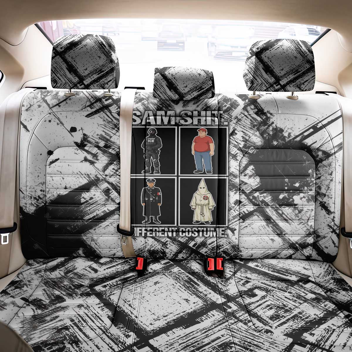 Same Shit Different Costume Back Car Seat Cover Monochrome Gritty Texture