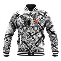 Same Shit Different Costume Baseball Jacket Monochrome Gritty Texture