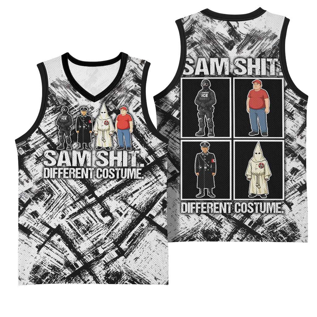 Same Shit Different Costume Basketball Jersey Monochrome Gritty Texture