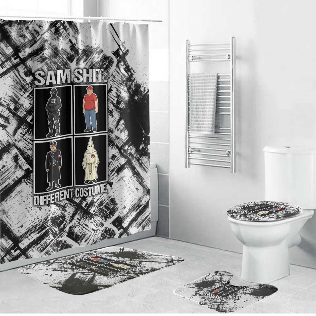 Same Shit Different Costume Bathroom Set Monochrome Gritty Texture