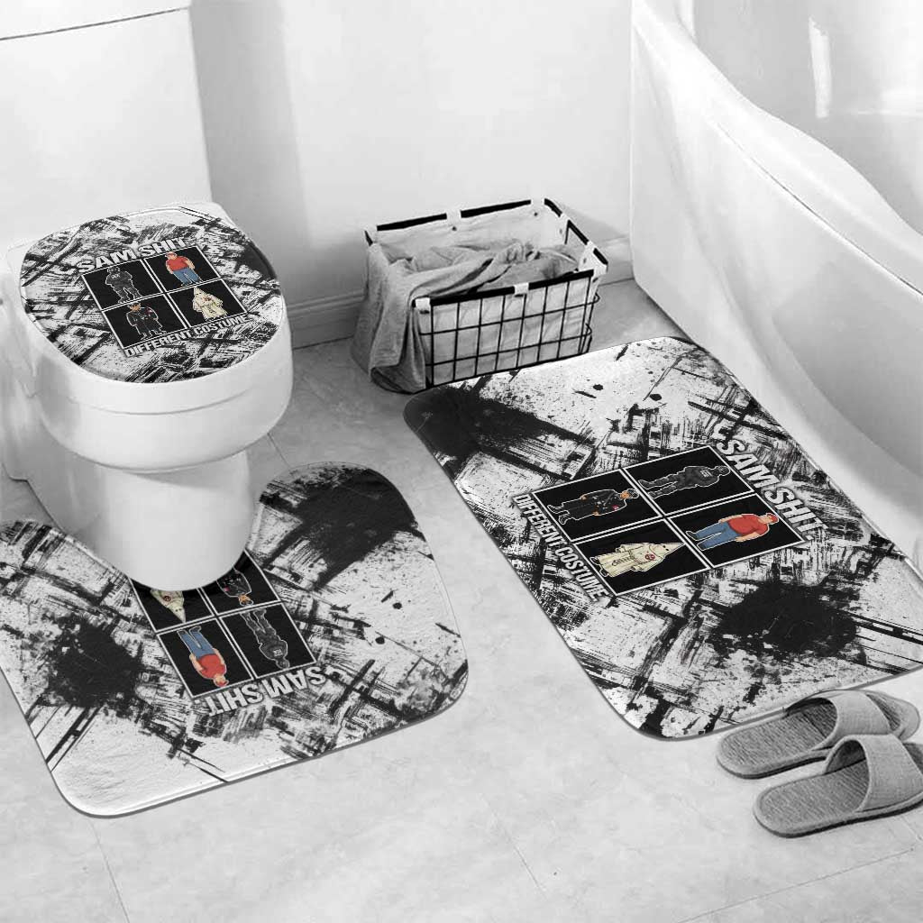 Same Shit Different Costume Bathroom Set Monochrome Gritty Texture