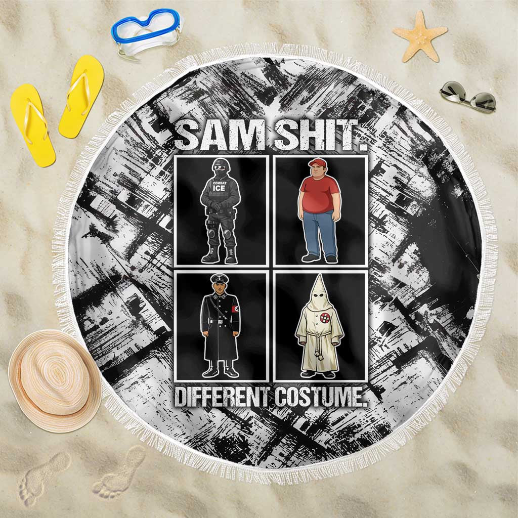 Same Shit Different Costume Beach Blanket Monochrome Gritty Texture
