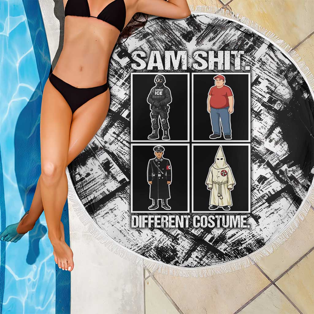 Same Shit Different Costume Beach Blanket Monochrome Gritty Texture
