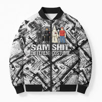 Same Shit Different Costume Bomber Puffer Jacket Monochrome Gritty Texture